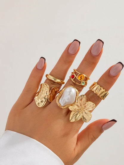 Set of 6 Gold-Plated Finger Ring