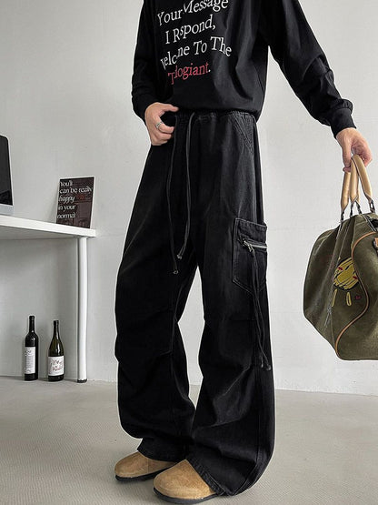 Men Wide Leg Mid-Rise Jeans