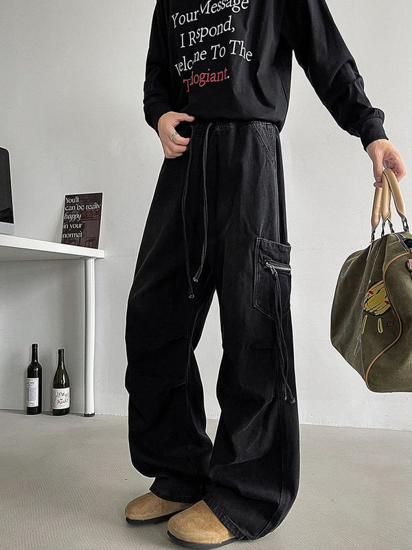 Men Wide Leg Mid-Rise Jeans