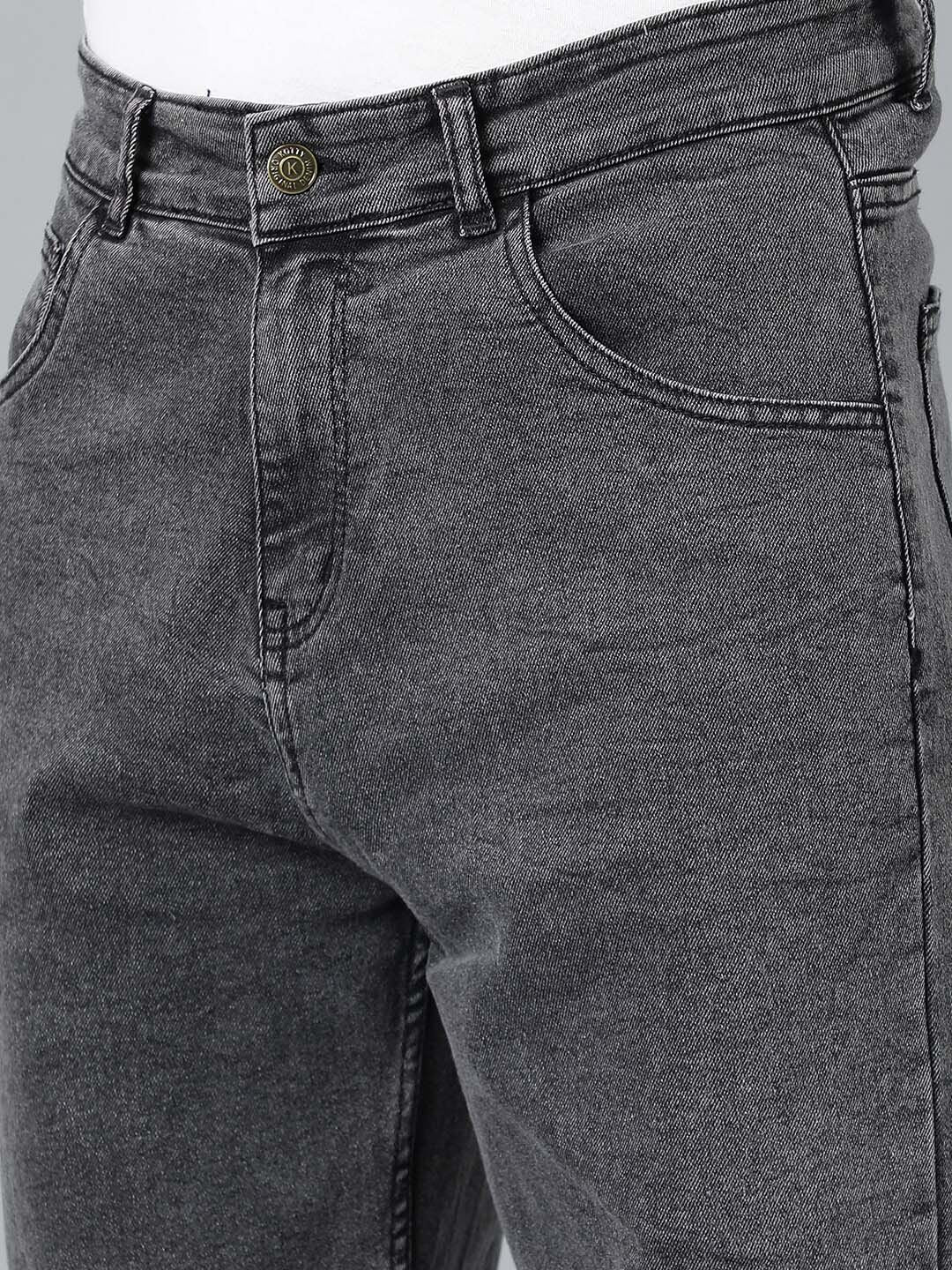 Men Charcoal Jean Fit Low-Rise Heavy Fade Stretchable Jeans