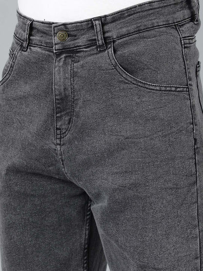 Men Charcoal Jean Fit Low-Rise Heavy Fade Stretchable Jeans