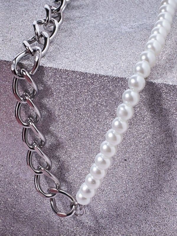 SALTY Men Stainless Steel Artificial Beads Necklace