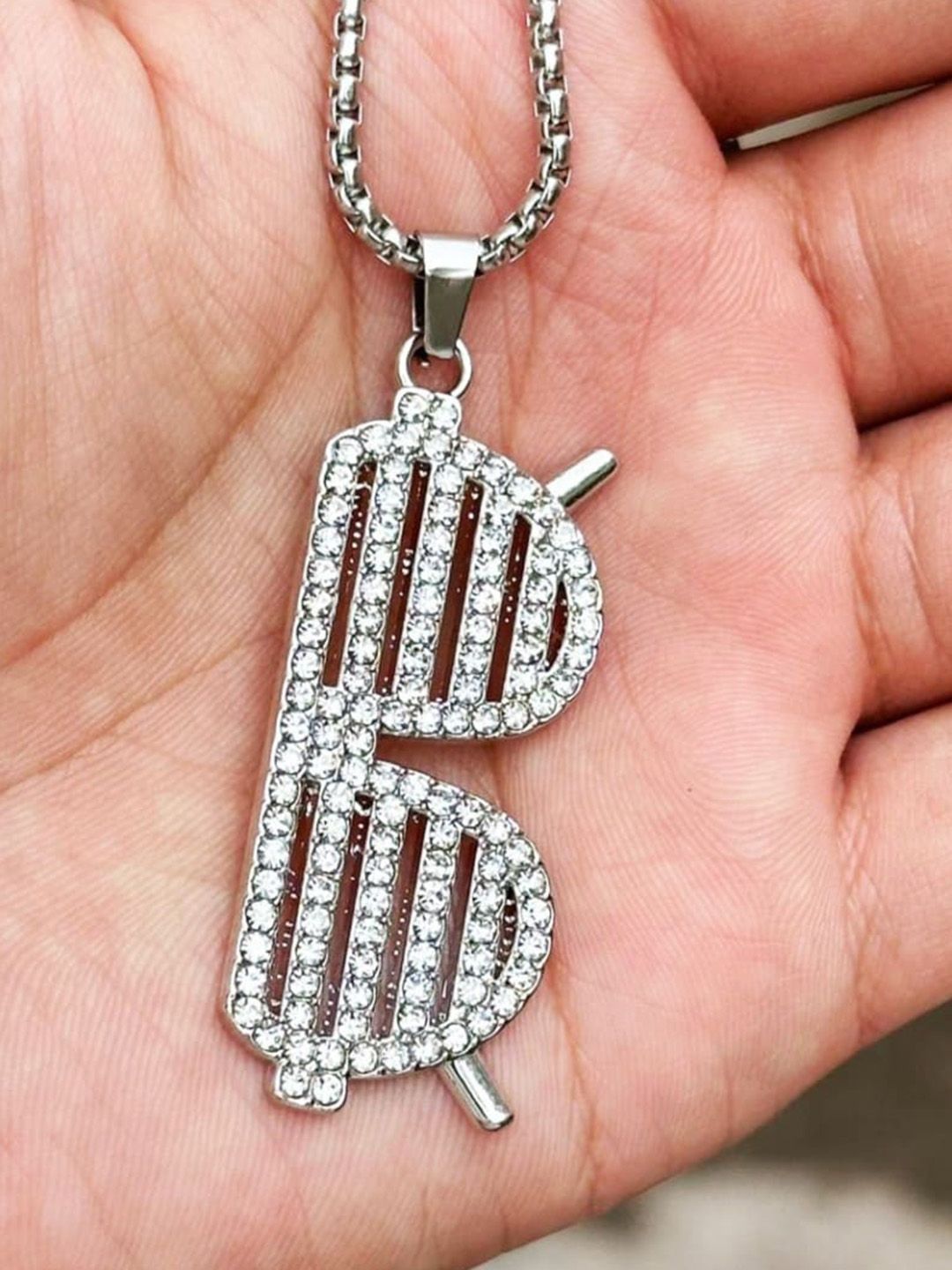 SALTY Men Stainless Steel Artificial Stones Studded Contemporary Pendants with Chains