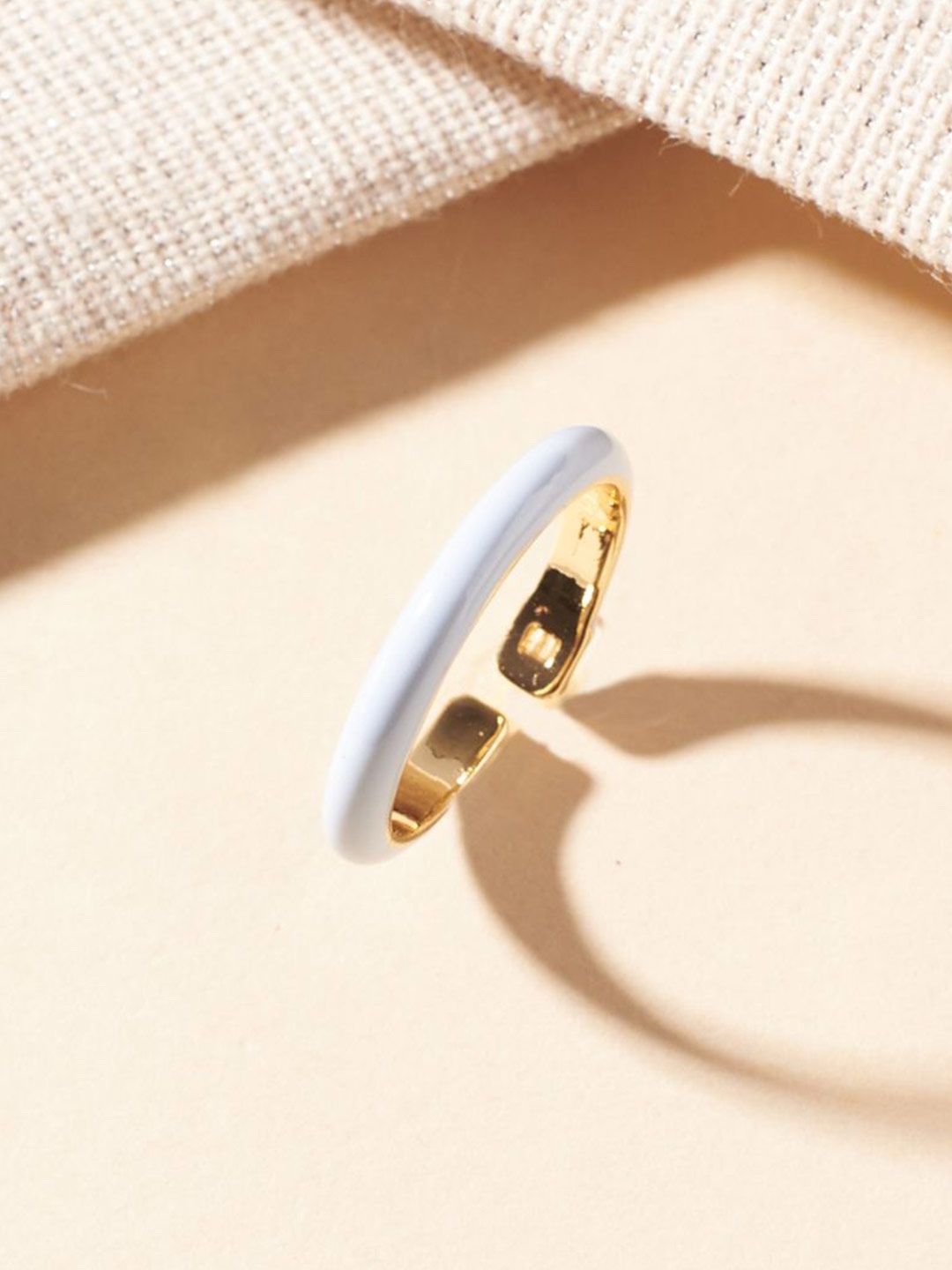 SALTY Gold-Plated & Blue Enamel Crystal Finger Ring