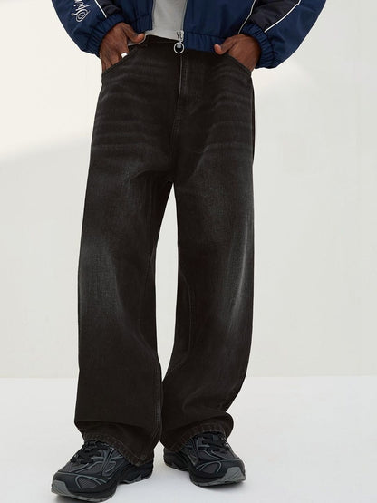 Men Embroidered barrel-leg jeans