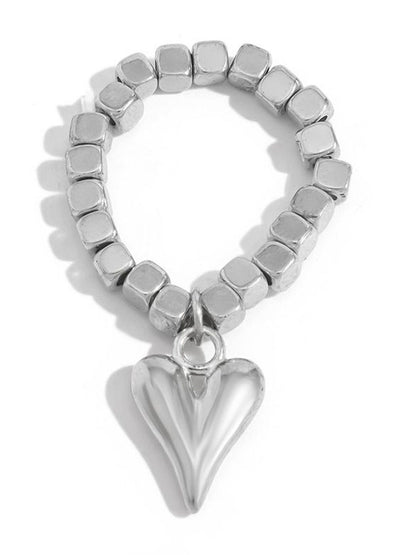 Silver-Plated Beaded Finger Ring