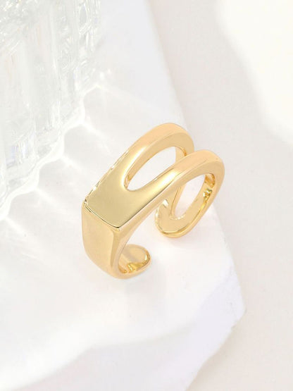 SALTY Women & Girls Stylish Adjustable Golden Signet Finger Ring