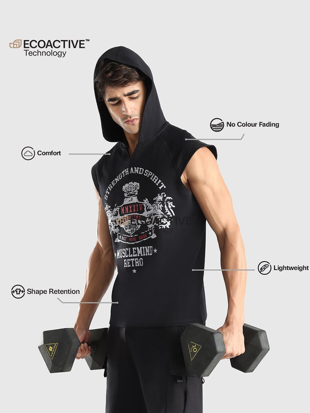 Men X-Dry Soft Typography Printed Hooded T-shirt