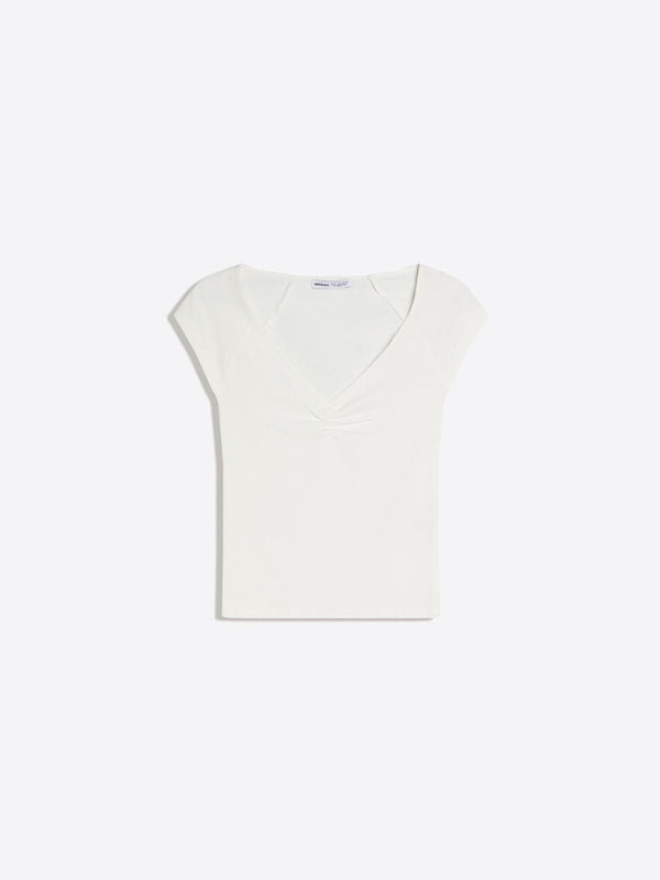 Gathered short sleeve T-shirt
