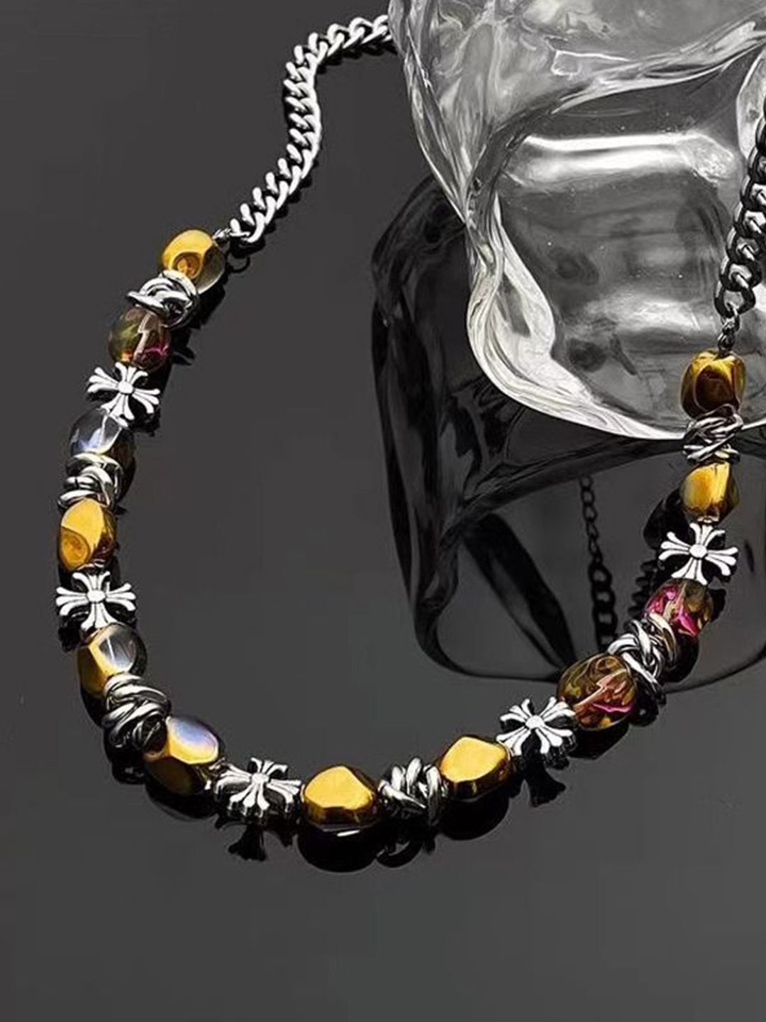 Silver-Plated Enamelled Necklace