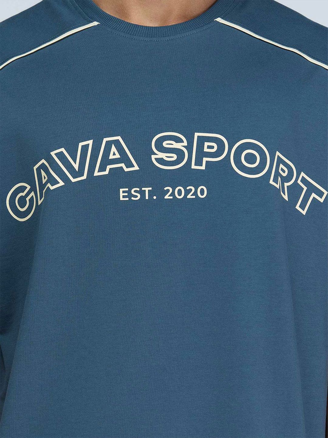 Men Steel Blue Round Neck Oversized Jersey Tshirts