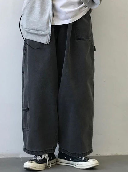 Men Wide Leg Light Fade Mid-Rise Jeans