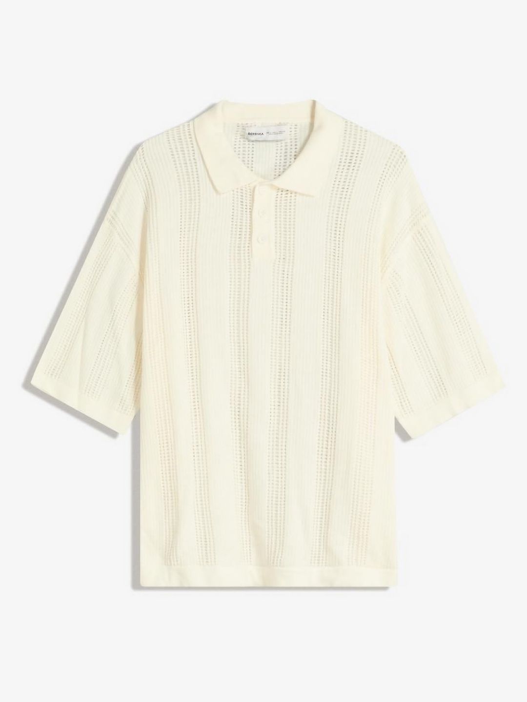 Textured openwork polo shirt
