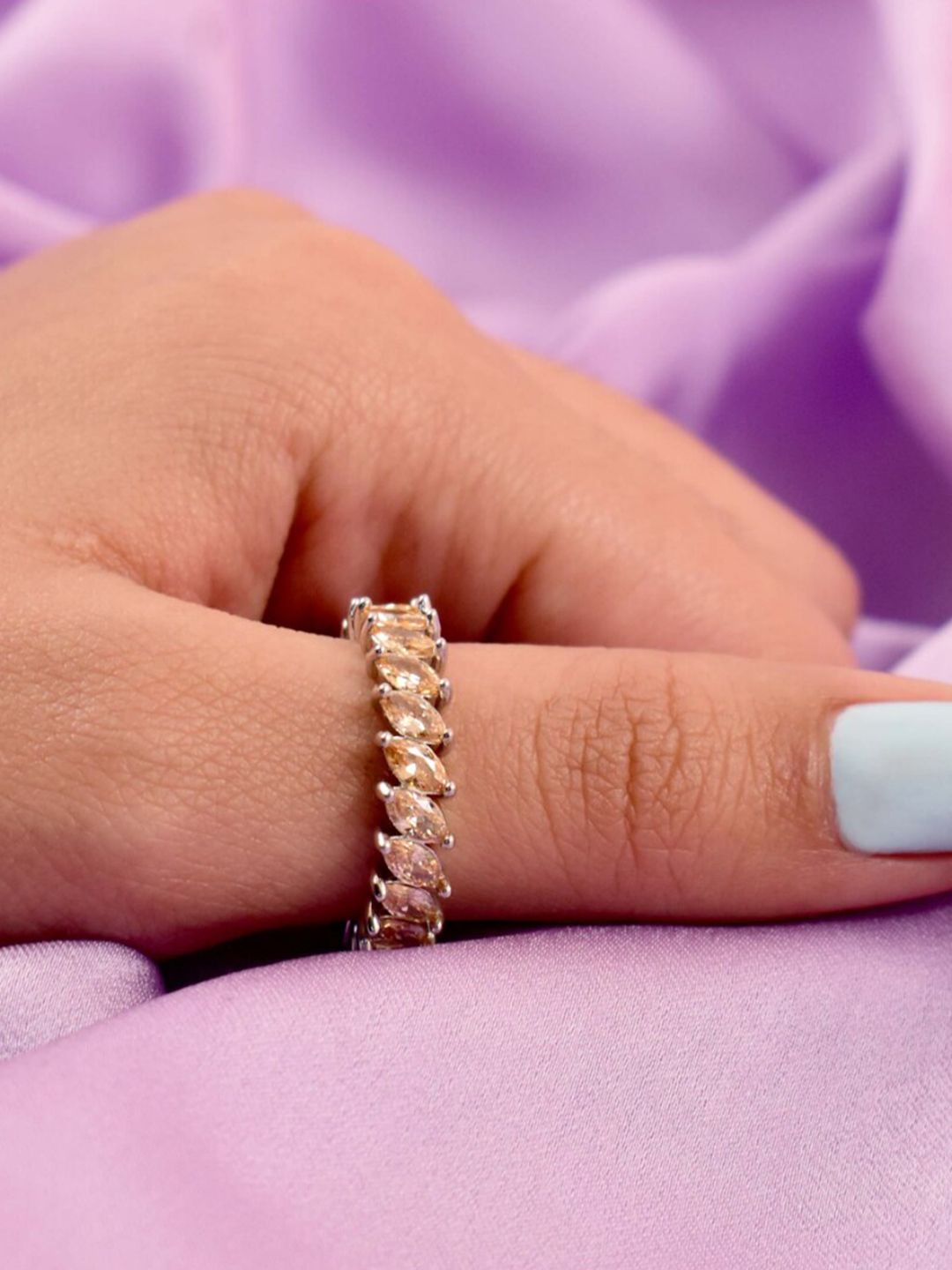 SALTY Anti-Tarnish Tangerine Leaf Tennis Finger Ring