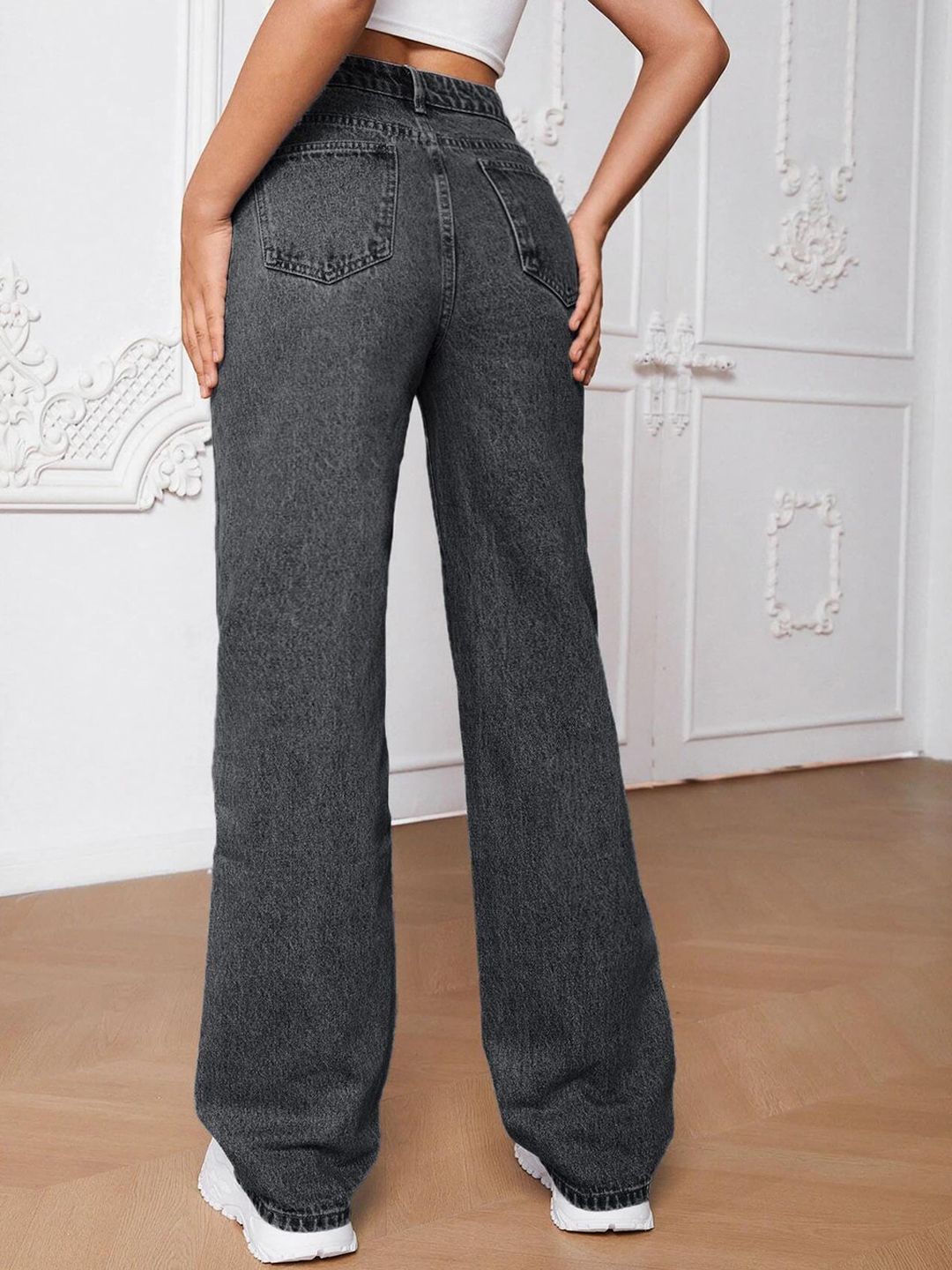 Women Jean Light Fade Wide Leg Stretchable Jeans