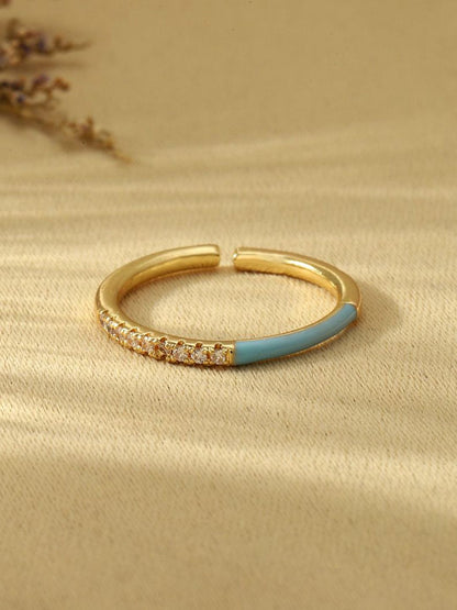 SALTY Stone-Studded Adjustable Finger Ring