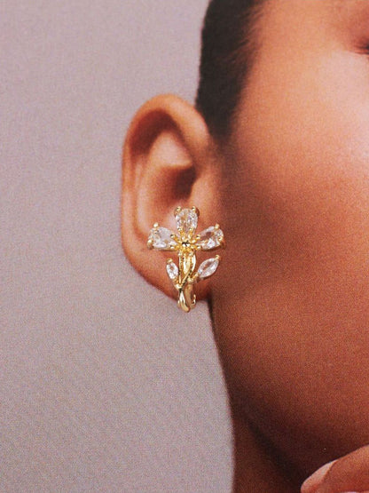 SALTY Artificial Stones Studded Floral Shaped Gulzar Bel Studs
