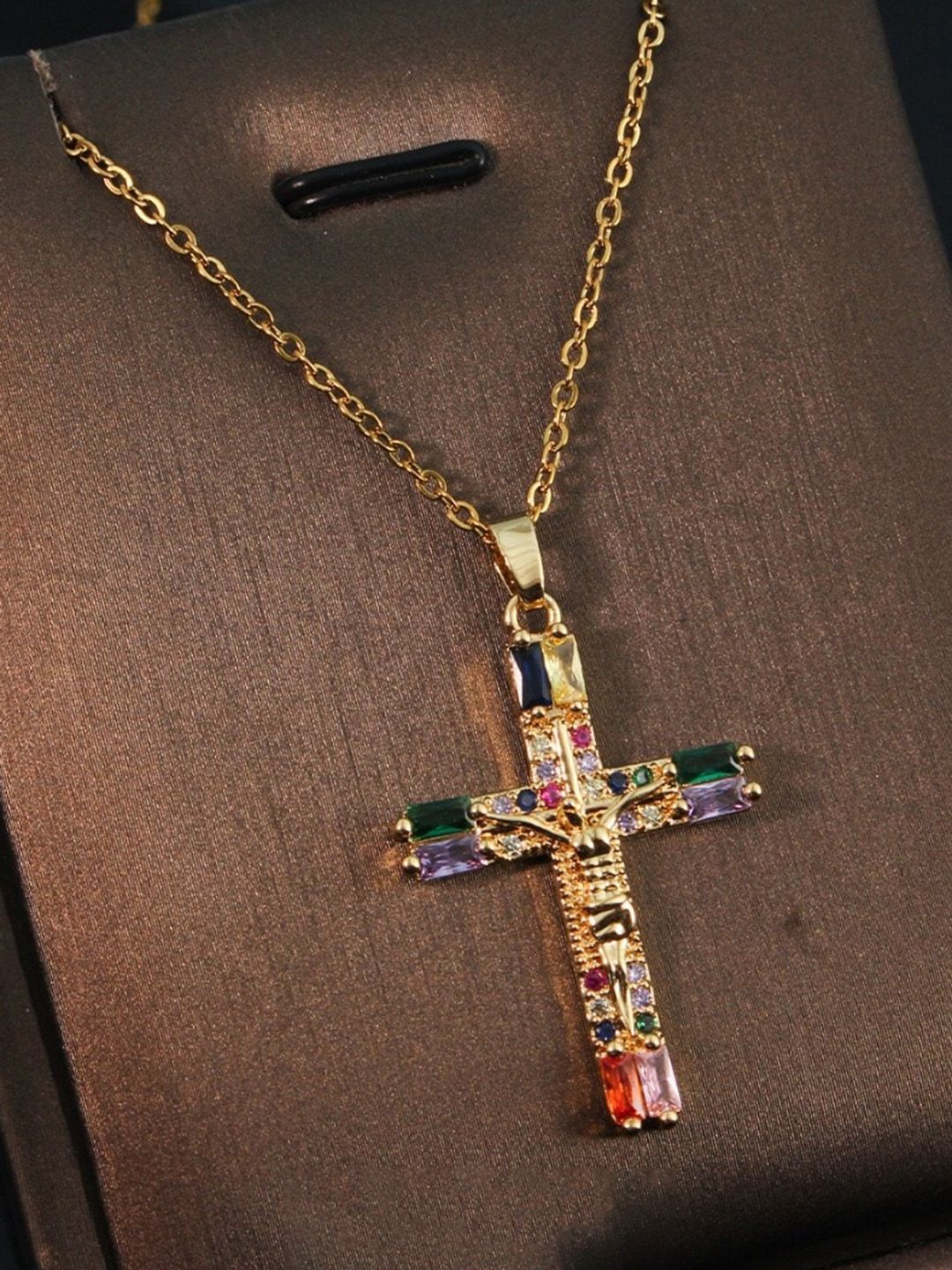 SALTY Men Crystal Cross Of Light Pendant with Chain