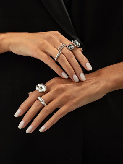 Set of 5 Silver-Plated Finger Ring