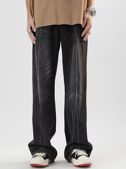 Men Wide Leg Light Fade Jeans