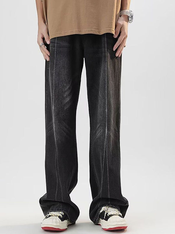 Men Wide Leg Light Fade Jeans