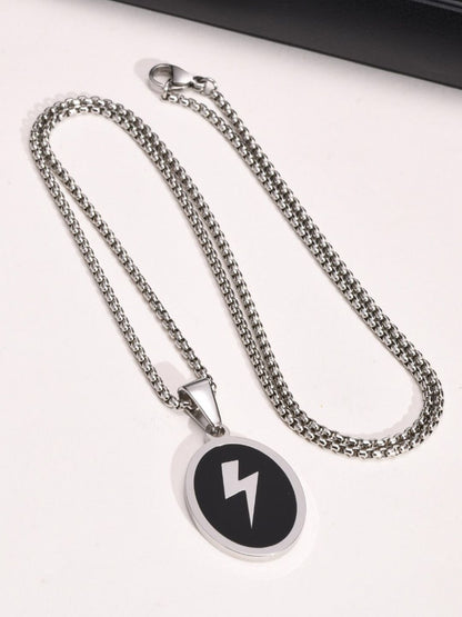 SALTY Silver-Plated Oval Pendant With Chain