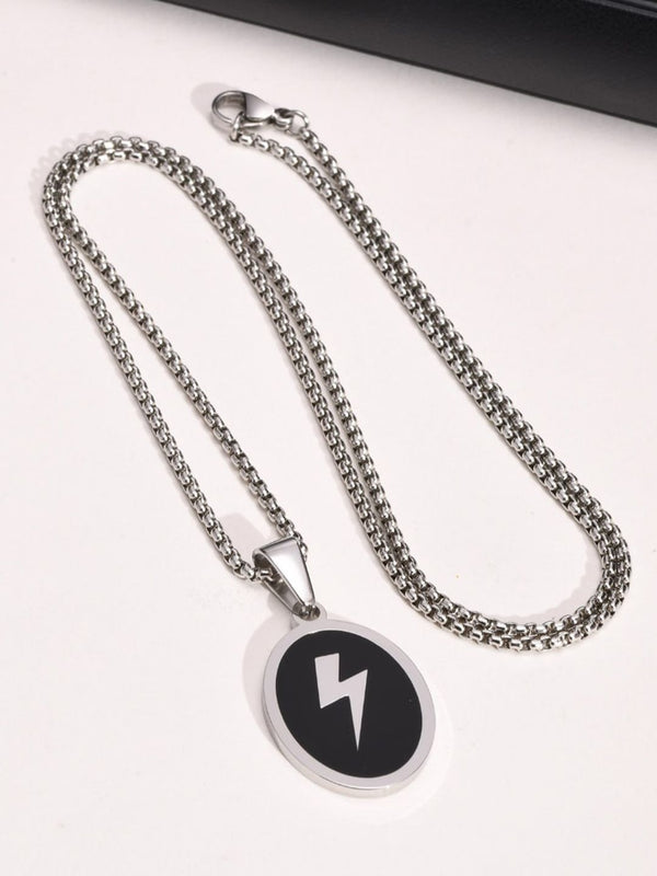 SALTY Silver-Plated Oval Pendant With Chain