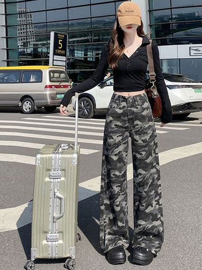 Women Wide Leg High-Rise Printed Jeans