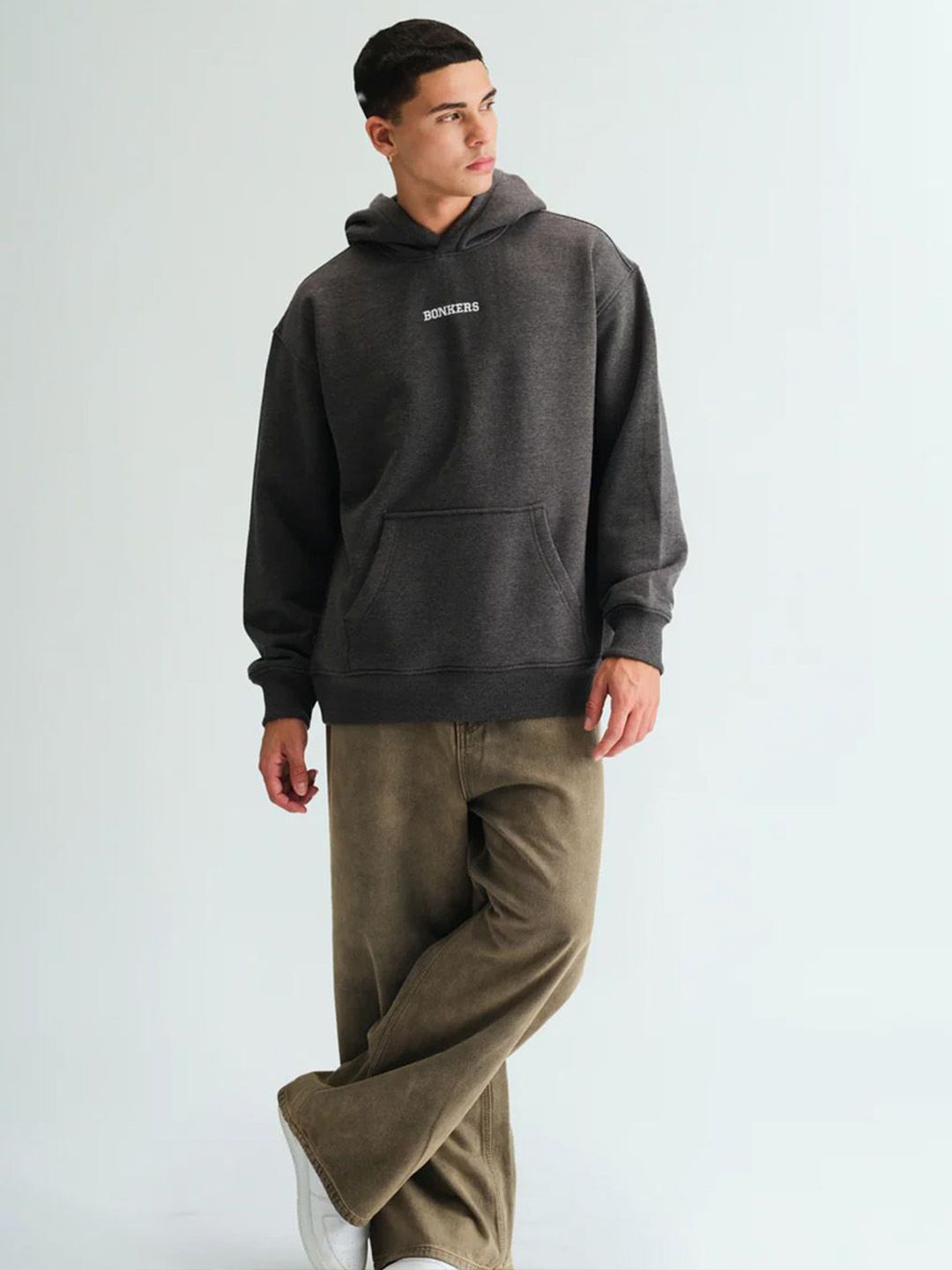 Men Signature Dark Grey Melange Hoodie