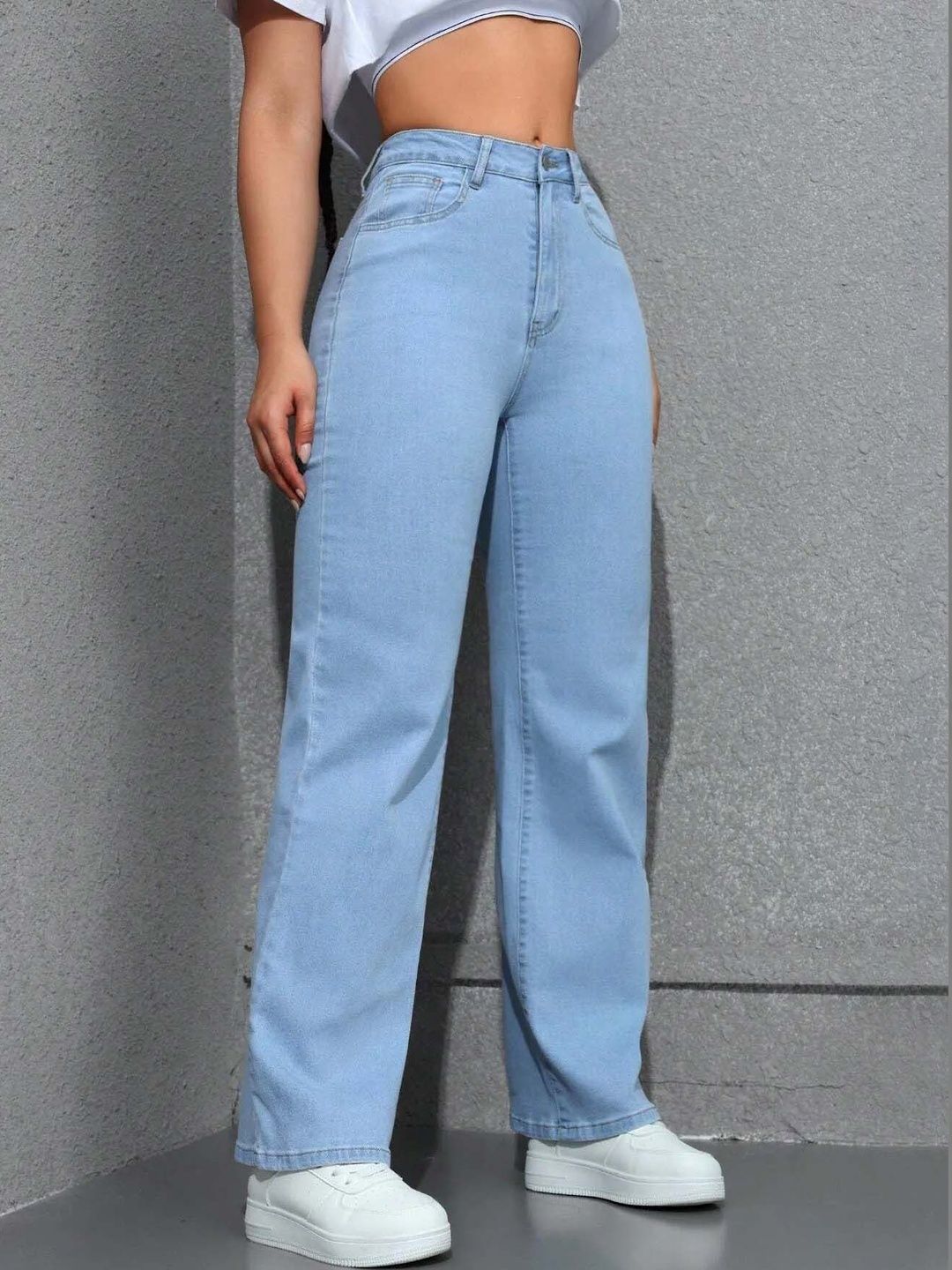 Women Classic Straight Fit High-Rise Stretchable Jeans