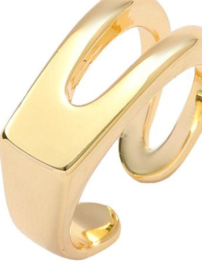 SALTY Women & Girls Stylish Adjustable Golden Signet Finger Ring