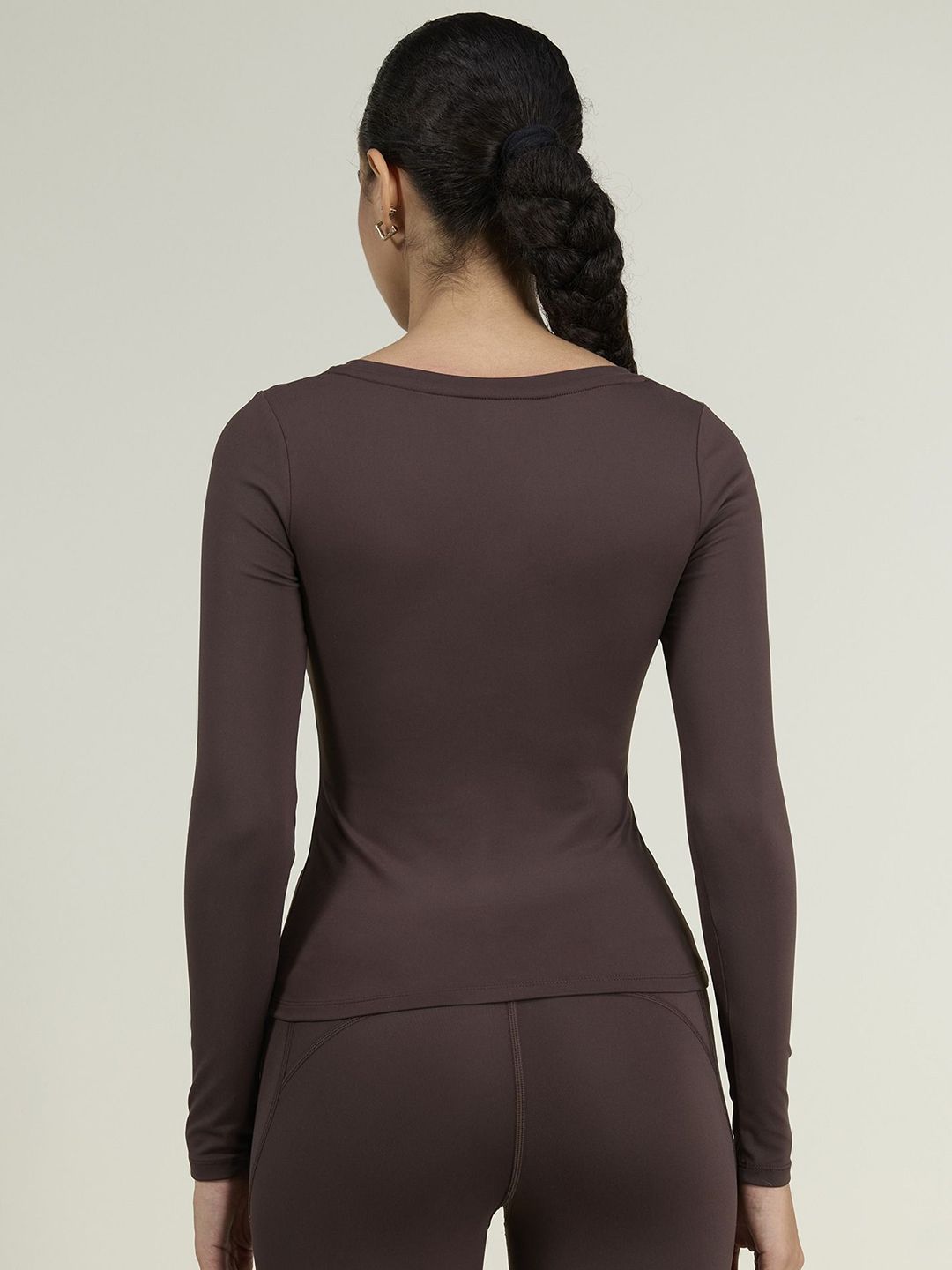 Women Brown Sculpt Scoop Top
