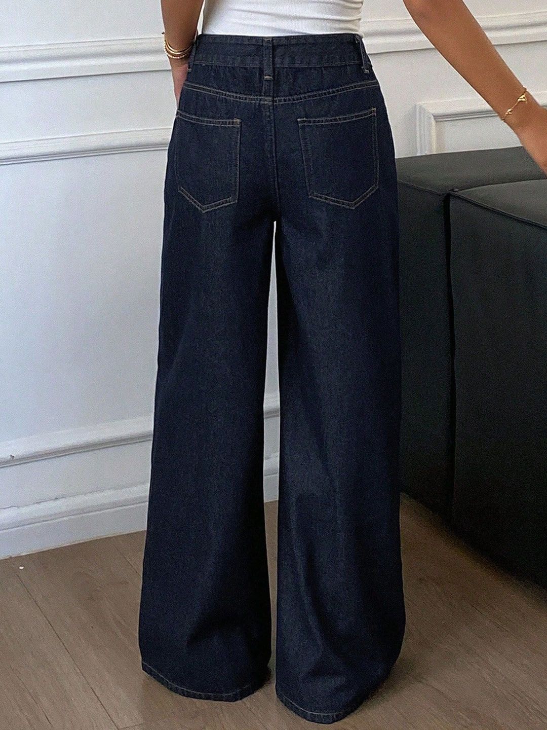Women Wide Leg High-Rise Stretchable Jeans