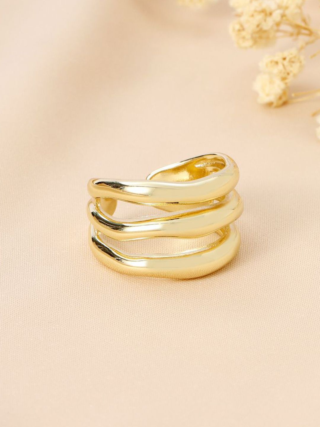 SALTY Women & Girls Trendy Golden Multi Spiral Stylish Adjustable Finger Ring