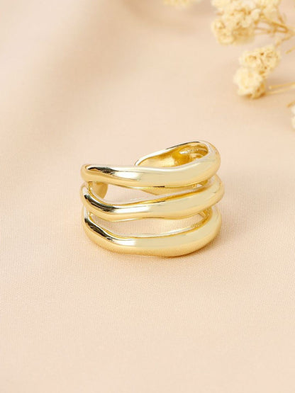 SALTY Women & Girls Trendy Golden Multi Spiral Stylish Adjustable Finger Ring