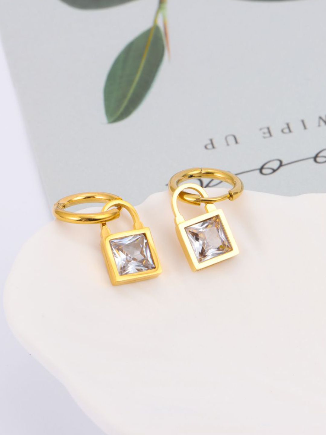 SALTY Rhapsodic Stainless Steel Contemporary Half Hoop Earrings