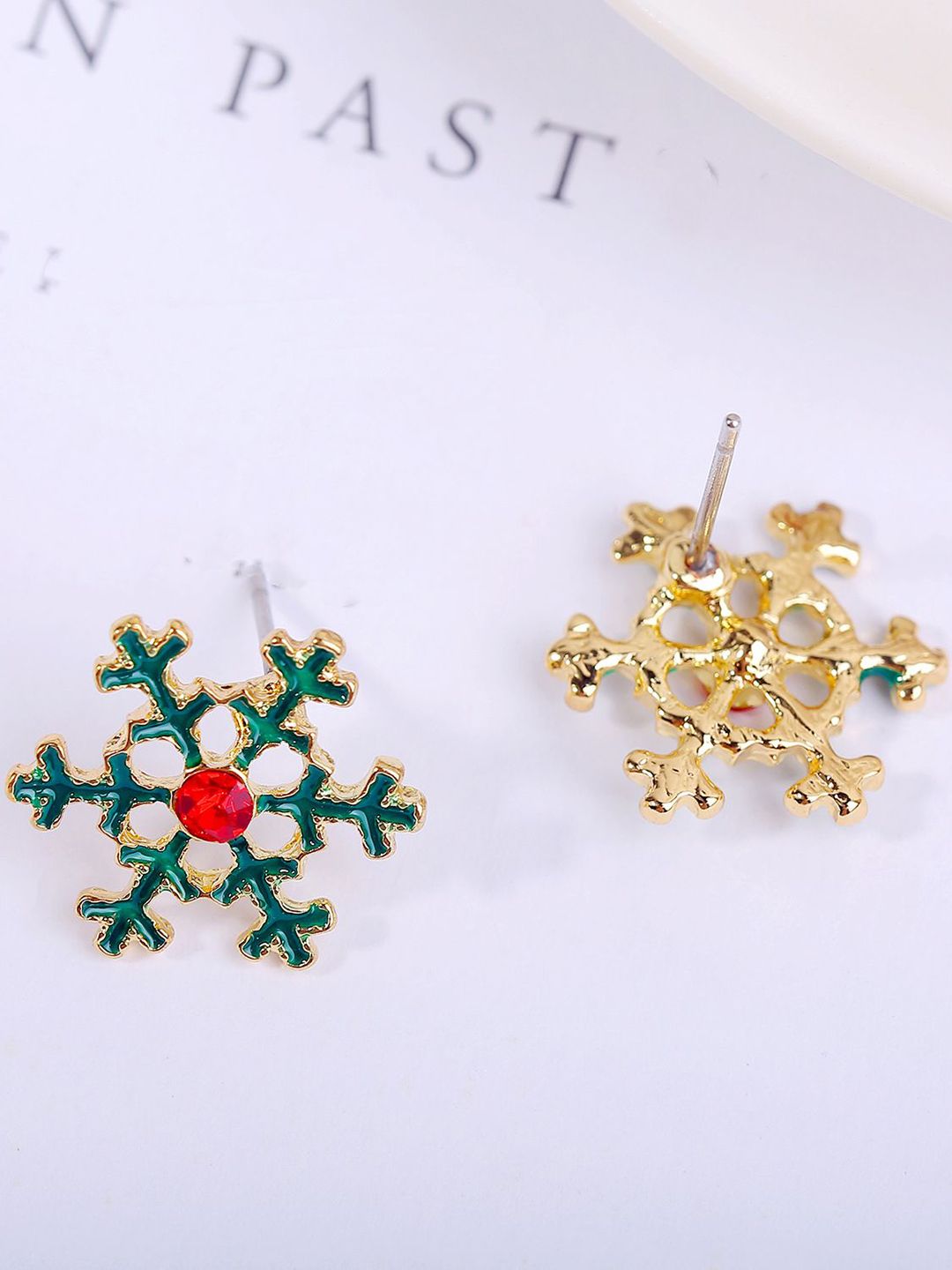 Gold-Plated Stone Studded Contemporary Studs