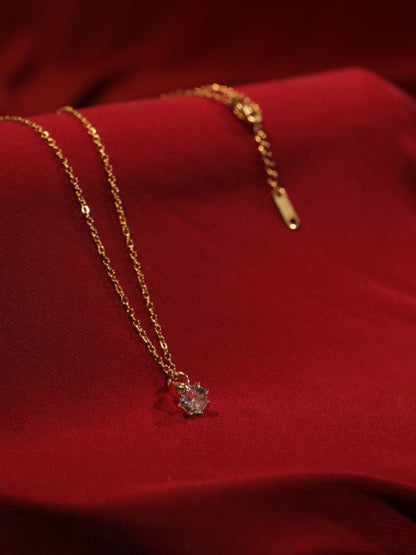 SALTY Stone Studded Stainless Steel Promise Ring Pendant & Chain Jewellery Accessories