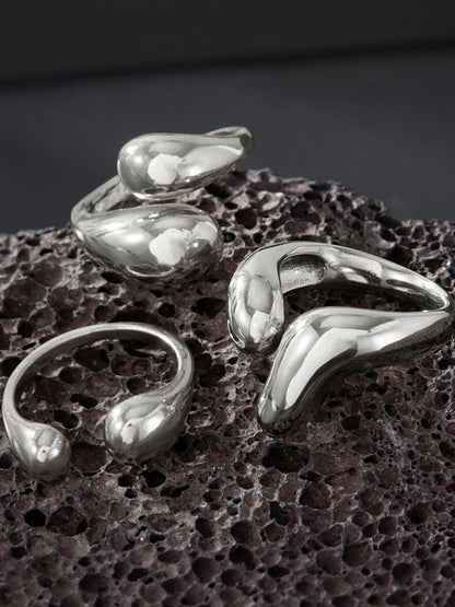 Men Set Of 3 Silver-Plated Finger Ring