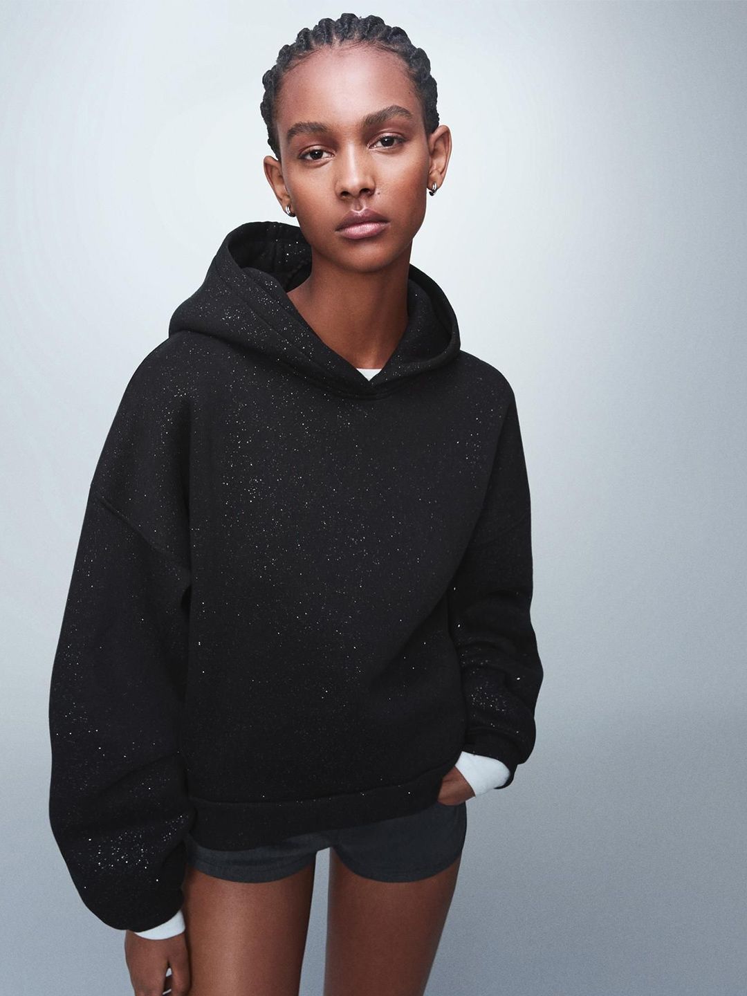 Glitter hood sweatshirt