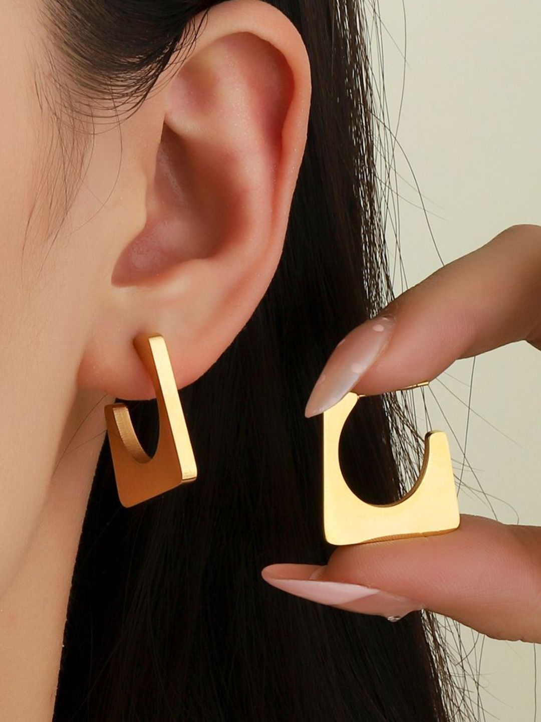 SALTY Contemporary Stainless Steel Tasselled Half Hoop Earrings