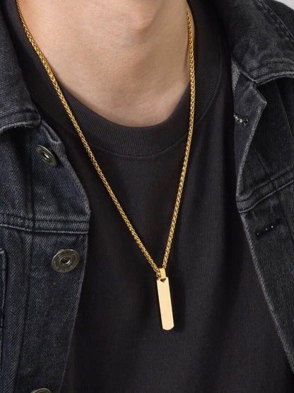 SALTY Men Stainless Steel Contemporary Edge Pendant With Chain