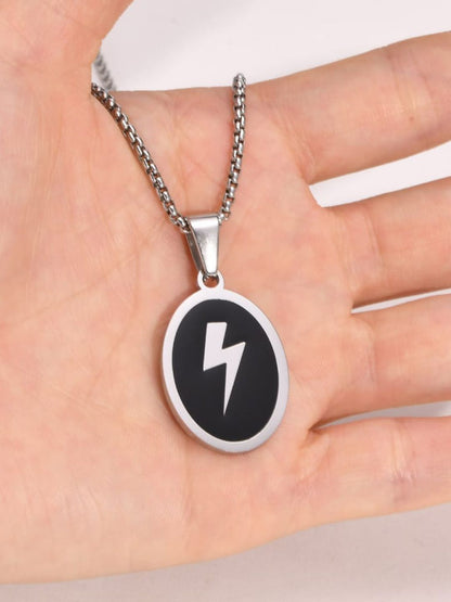 SALTY Silver-Plated Oval Pendant With Chain
