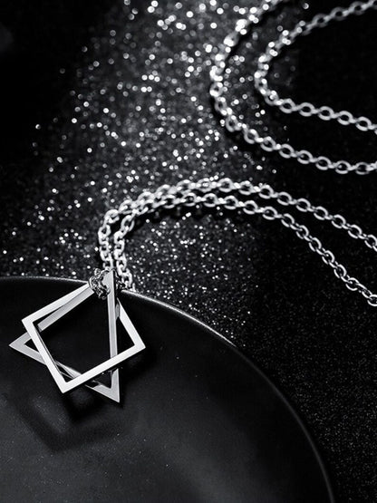 SALTY Stainless Steel Geometric Pendant & Chain