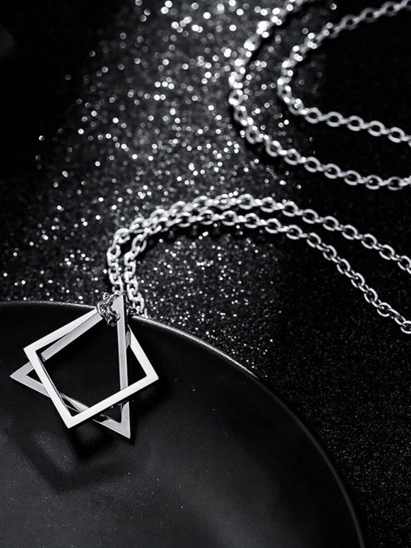 SALTY Stainless Steel Geometric Pendant & Chain
