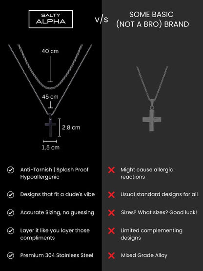 SALTY Stainless Steel Cross Pendant With Chain