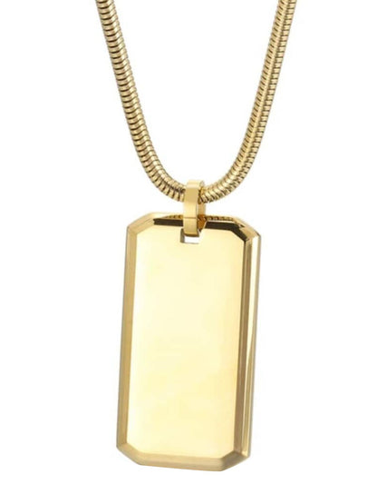 SALTY Men Stainless Steel Square Pendants with Chains