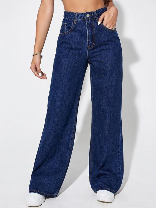Women Jean Straight Fit High-Rise Clean Look Stretchable Cotton Jeans