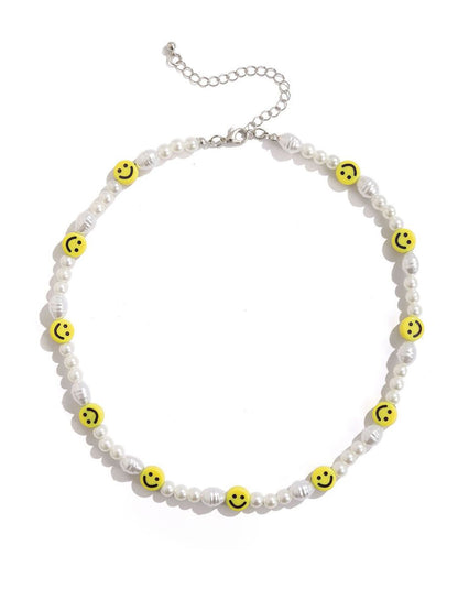 Gold-Plated Artificial Stone Baeded MInimal Necklace