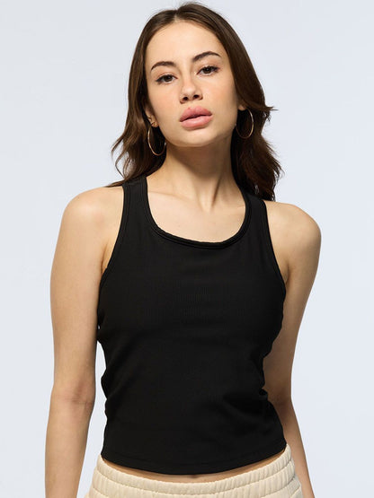 Black Crop Tank Us Later Top